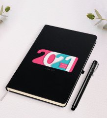 Kişiye Özel 2023 Mutlu Yıllar Siyah Defter ve Kalem Hediye Seti-6