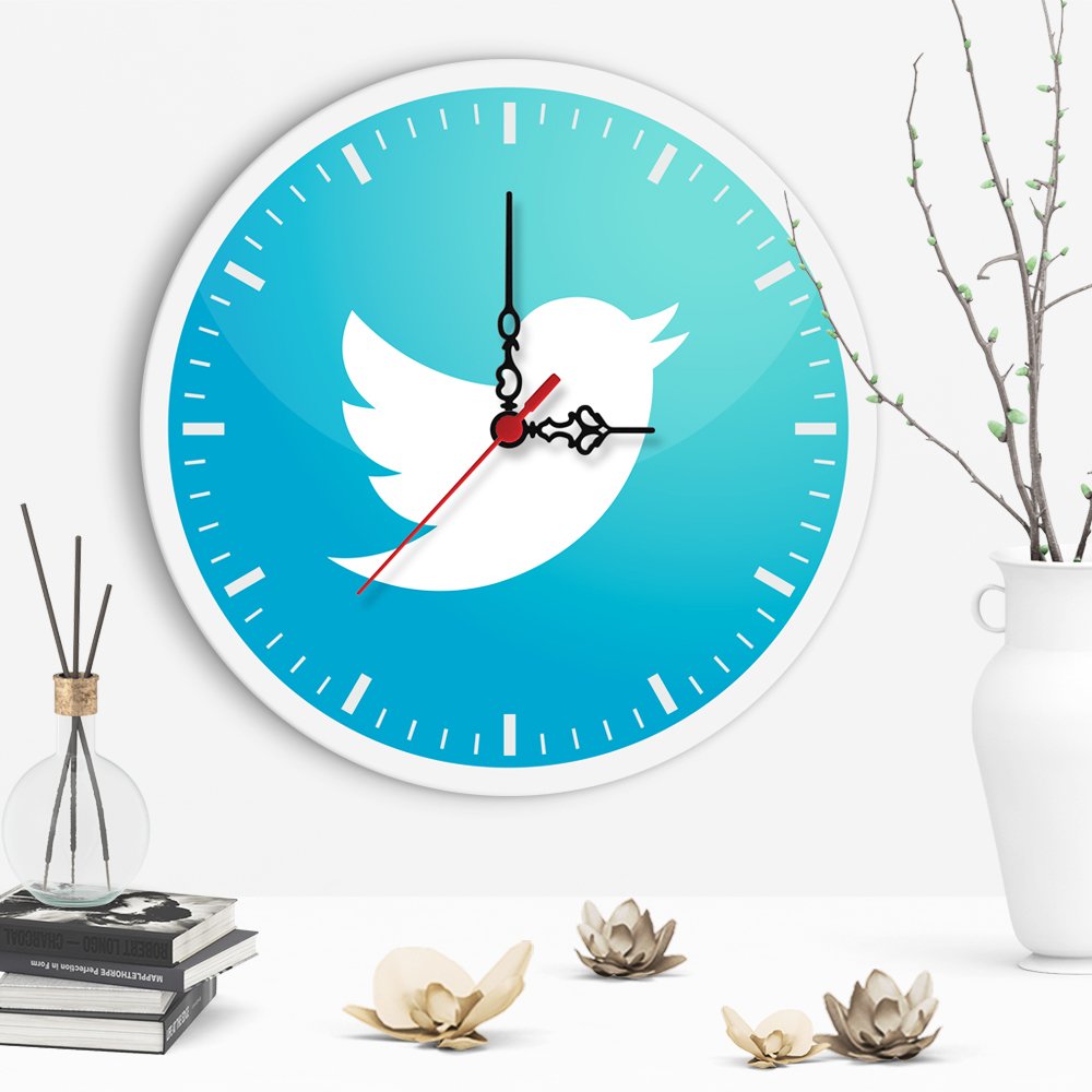 Dekoratif Twitter Tasarımlı Ahşap Duvar Saati