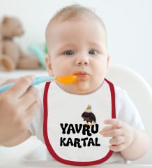 BK Kids Yavru Kartal Tasarımlı Kırmızı Bebek Body Zıbın ve Mama Önlüğü Hediye Seti-1