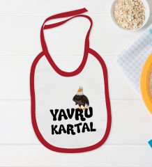 BK Kids Yavru Kartal Tasarımlı Kırmızı Bebek Body Zıbın ve Mama Önlüğü Hediye Seti-1