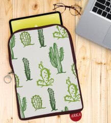 BK Gift Kaktüs Tasarımlı Taşınabilir Koruyucu Tablet Kılıfı & Organizer Çanta - Bordo-3