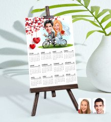 BK Gift Kişiye Özel 15x21 cm Fotoğraf Kartlı Evleniyoruz Karikatürlü Şövaleli 2023 Takvim -3