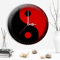 Dekoratif Yin Yang Tasarımlı Ahşap Duvar Saati - 1