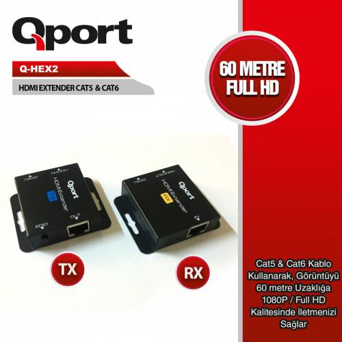 QPORT Q-HEX2 HDMI Extender 60Metre 2Li Paket