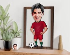 BK Gift Kişiye Özel Erkek Futbolcu Karikatürlü 3D Ahşap Tablo-12, Sevgiliye Hediye, Arkadaşa Hediye, Doğum Günü Hediyesi