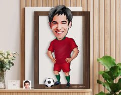BK Gift Kişiye Özel Erkek Futbolcu Karikatürlü 3D Ahşap Tablo-12, Sevgiliye Hediye, Arkadaşa Hediye, Doğum Günü Hediyesi