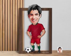 BK Gift Kişiye Özel Erkek Futbolcu Karikatürlü 3D Ahşap Tablo-12, Sevgiliye Hediye, Arkadaşa Hediye, Doğum Günü Hediyesi