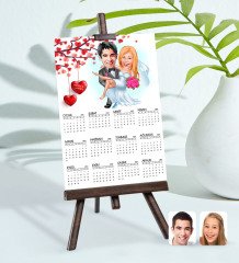 BK Gift Kişiye Özel 15x21 cm Fotoğraf Kartlı Evleniyoruz Karikatürlü Şövaleli 2023 Takvim -9