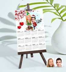 BK Gift Kişiye Özel 15x21 cm Fotoğraf Kartlı Yeni Yıl Sevgililer Karikatürlü Şövaleli 2023 Takvim -1