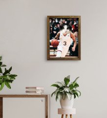 Evcil Dostlara Özel Basketbol Oyuncusu Tasarımlı Portre Doğal Masif Ahşap Çerçeveli Tablo 45x65cm-2