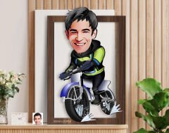 BK Gift Kişiye Özel Erkek Motorcu Karikatürlü 3D Ahşap Tablo-1, Sevgiliye Hediye, Arkadaşa Hediye, Doğum Günü Hediyesi