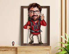 BK Gift Kişiye Özel Erkek Gezgin Karikatürlü 3D Ahşap Tablo-1, Sevgiliye Hediye, Arkadaşa Hediye, Doğum Günü Hediyesi