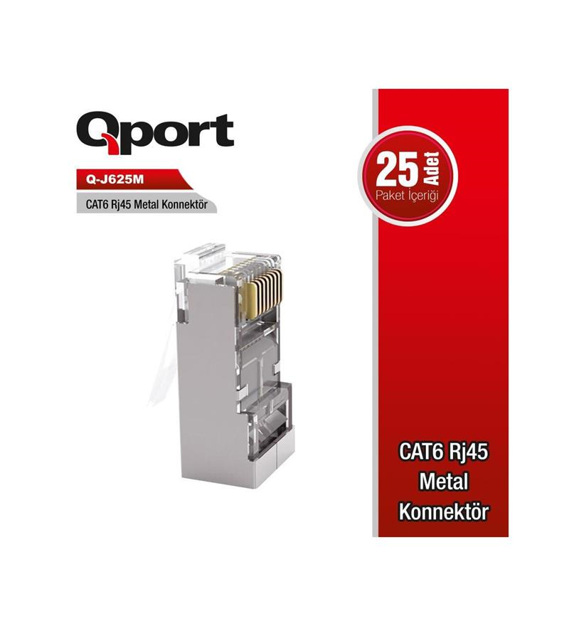 QPORT Q-J625M CAT6 RJ-45 METAL KONNEKTÖR 25Lİ PAKET