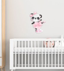 Kişiye Özel Sevimli Panda Tasarımlı Çocuk Odası Ahşap Duvar Süsü-1