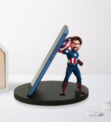 Kişiye Özel Karikatürlü Süper Kahraman Ahşap Biblo Telefon Standı-5