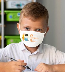Çocuklara Özel İsimli Sınıflı 10 Adet Yıkanabilir Beyaz Okul Maskesi-4
