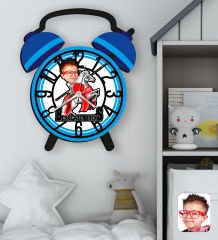 BK Gift Kişiye Özel Prens Karikatürlü Retro Çalar Saat Tasarımlı Kabartma Figürlü Ahşap Çocuk Duvar Saati-1, Ev Dekoru, Çocuk Odası Aksesuar