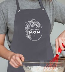 BK Gift Profesyonel Anneler Günü Tasarımlı Antrasit Mutfak Önlüğü, Aşçı Önlüğü, Şef Önlüğü, Ev Hediyesi, Anneye Hediye-7