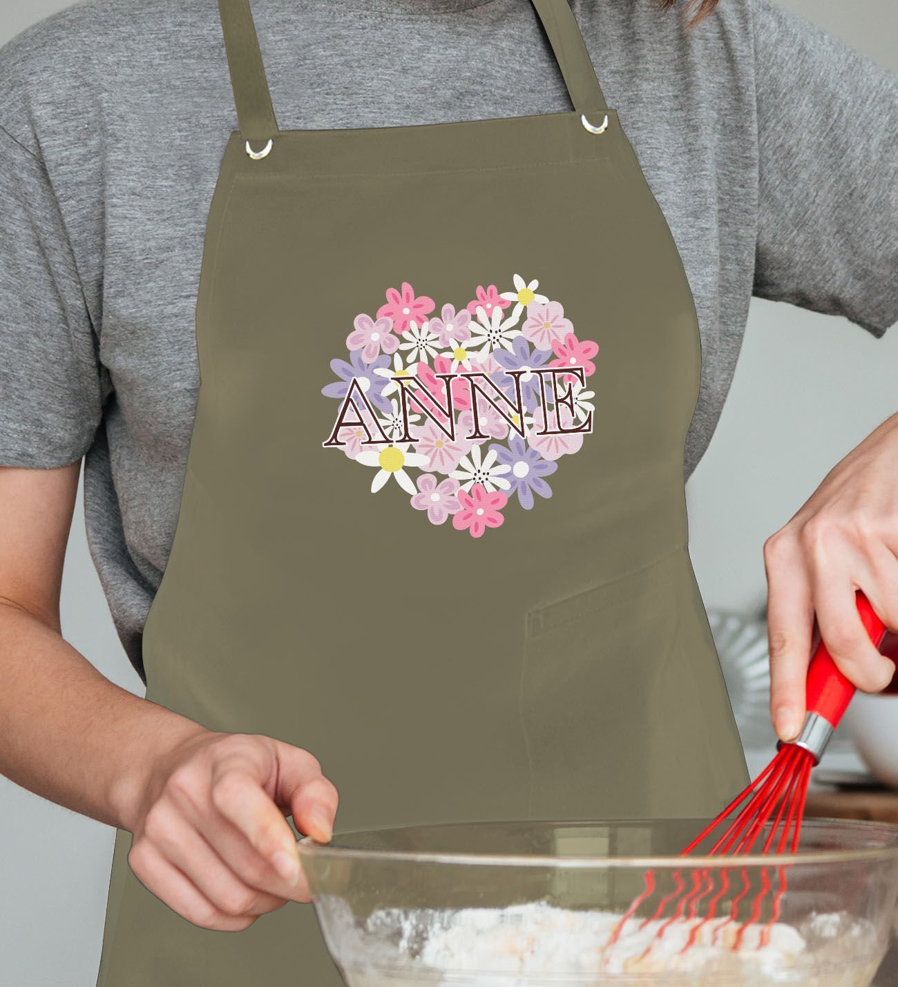 BK Gift Profesyonel Anneler Günü Tasarımlı Haki Mutfak Önlüğü, Aşçı Önlüğü, Şef Önlüğü, Ev Hediyesi, Anneye Hediye-6