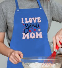 BK Gift Profesyonel Anneler Günü Tasarımlı Mavi Mutfak Önlüğü, Aşçı Önlüğü, Şef Önlüğü, Ev Hediyesi, Anneye Hediye-5