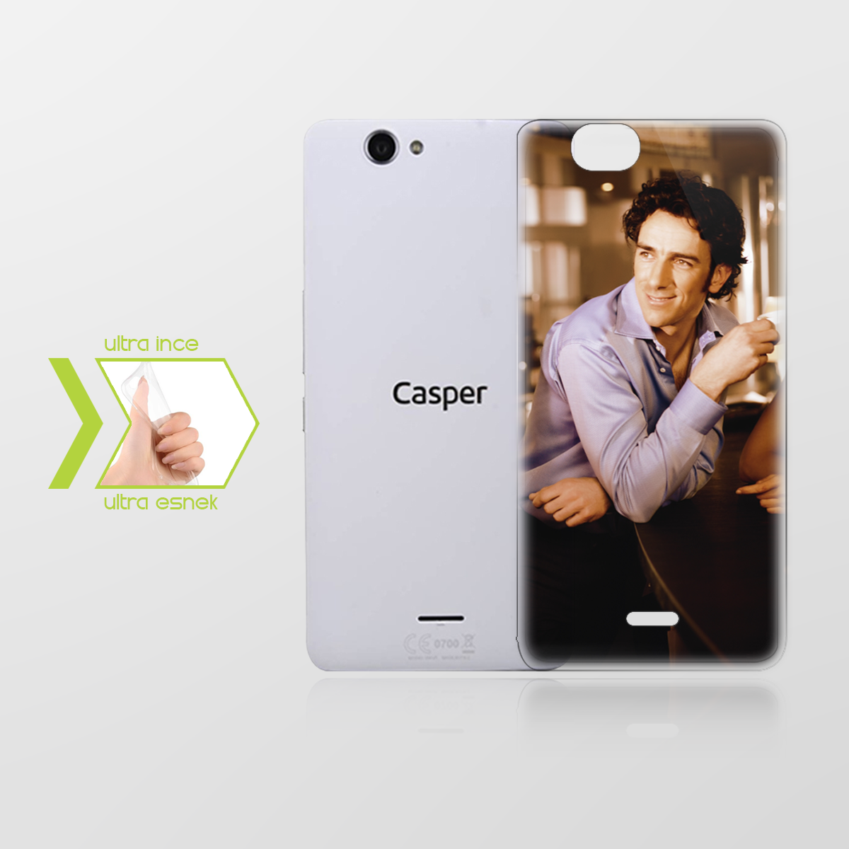 Kişiye Özel Casper Via V5 İnce Şeffaf Silikon Telefon Kapağı