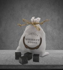 BK Gift Whiskey Stone Tasarımlı Özel Kesesinde 12’li Doğal Granit Viski Soğutma Taşı Seti - Model 6