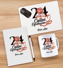 BK Gift Kişiye Özel İsimli Öğretmenler Günü Tasarımlı Defter, Tükenmez Kalem, Kupa ve Mousepad Hediye Seti - 5, Öğretmene Hediye, Öğretmenler Günü