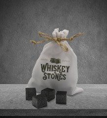 BK Gift Whiskey Stones Tasarımlı Özel Kesesinde 12’li Doğal Granit Viski Soğutma Taşı Seti - Model 2