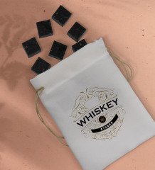 BK Gift Whiskey Stones Tasarımlı Özel Kesesinde 12’li Doğal Granit Viski Soğutma Taşı Seti - Model 3