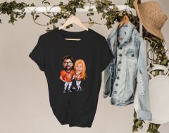 BK Gift Kişiye Özel Sevgililer Karikatürlü İkili Siyah T-shirt Seti, Sevgililer Hediye, Çift Hediyesi, Yıl Dönümü Hediyesi, Kişiye Özel Tişört-1