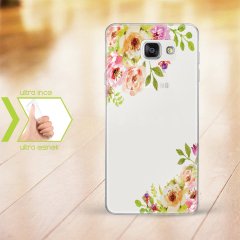 Kişiye Özel Samsung Galaxy A3 - A5 - A7 2016 İnce Şeffaf Silikon Telefon Kapağı (Çiçek Temalı-2)