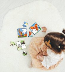 BK Toys Çocuklar İçin Eğitici-Öğretici Ahşap 4 Parça Yapboz Puzzle (6 Adet) - Model 7