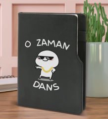 BK Gift O Zaman Dans Tasarımlı Siyah Termo Deri Not Defteri 15x21cm-1