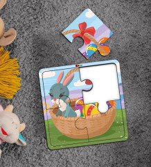 BK Toys Çocuklar İçin Eğitici-Öğretici Ahşap 4 Parça Yapboz Puzzle (6 Adet) - Model 9