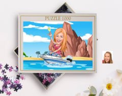 BK Gift Kişiye Özel Tatilci Kadın Tasarımlı 1000 Parça Profesyonel Puzzle-3, 1000 Puzzle, Arkadaşa Hediye