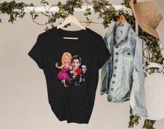 BK Gift Kişiye Özel Sevgililer Karikatürlü İkili Siyah T-shirt Seti, Sevgililer Hediye, Çift Hediyesi, Yıl Dönümü Hediyesi, Kişiye Özel Tişört-14