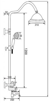 Orka Premium Tepe Duş Seti PR 2801 C Siyah - Krom