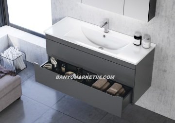 Orka Varna 100 Banyo Dolabı + Boy Dolabı 40 Antrasit ( Boy Dolabı Dahildir )