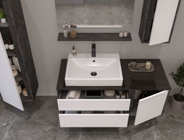 Orka Verona 120 Banyo Dolabı + Boy Dolabı 40 İrony (Boy Dolabı Dahildir)