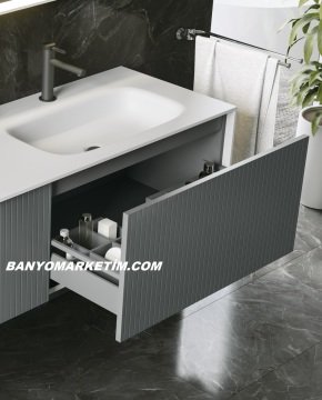 Orka Cube 80 Banyo Dolabı + Boy Dolabı 40 Vizon ( Boy Dolabı Dahildir )