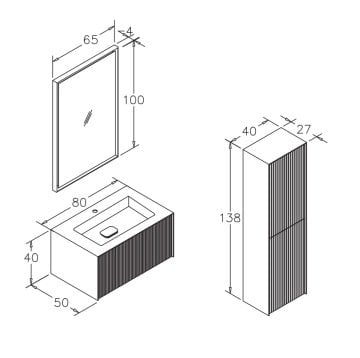 Orka Cube 80 Banyo Dolabı Vizon ( Boy Dolabı Hariçtir )