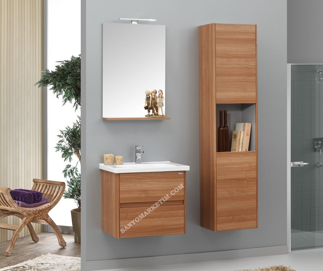 Orka Düden 60 Banyo Dolabı + Boy Dolabı 40 Odeon Ceviz ( Boy Dolabı Dahildir )