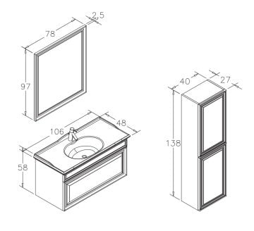 Orka Design 105 Banyo Dolabı Cappucino ( Boy Dolabı Hariçtir )