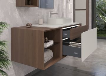 Orka Pacific 180 Banyo Dolabı + Boy Dolabı 40 Mocha Meşe / Mat Vizon (Boy Dolabı Dahildir)