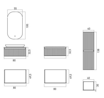 Orka Lentia 80 Banyo Dolabı Beyaz + Alt Yan Dolap 80 Beyaz + Boy Dolabı 40 Beyaz (Alt Yan Dolap 100 Beyaz ve Boy Dolabı 40 Beyaz Dahildir)