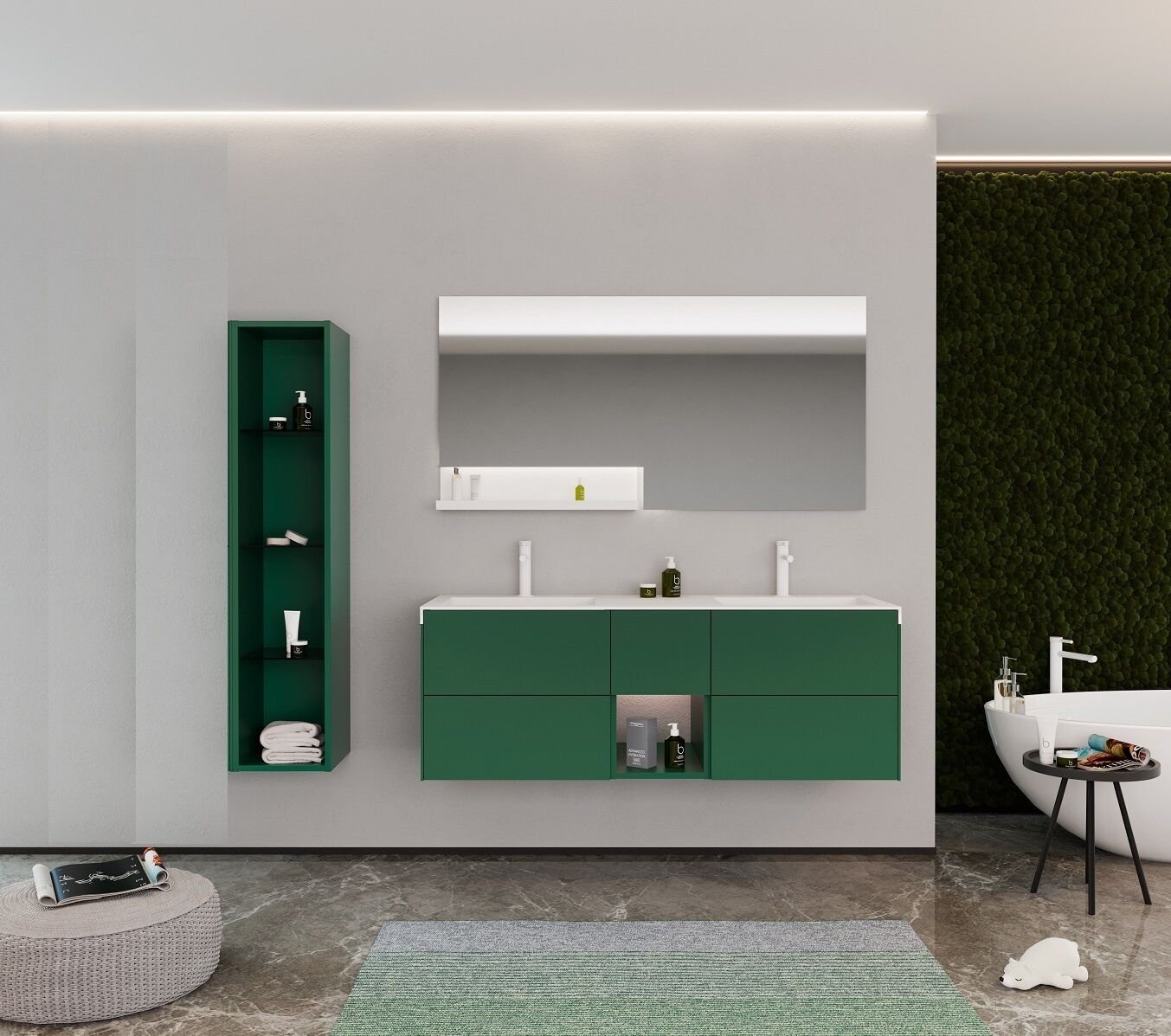 Orka Milano 140 Banyo Dolabı + Boy Dolabı 30 Yeşil ( Boy Dolabı Dahildir )