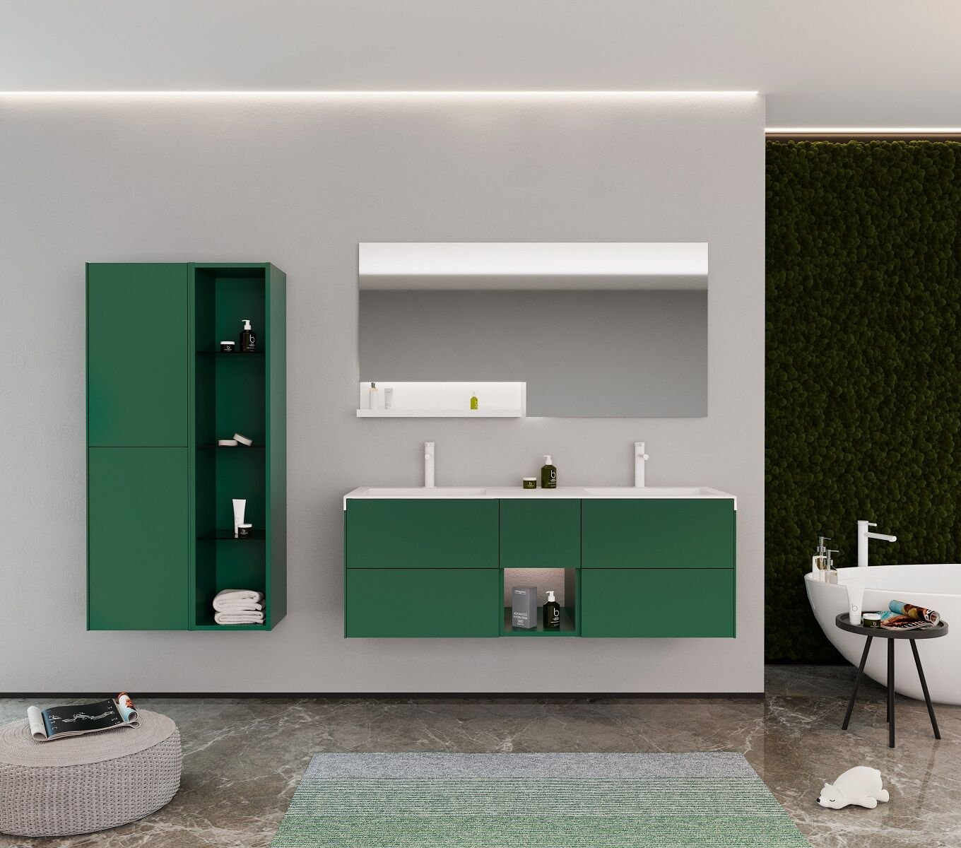 Orka Milano 140 Banyo Dolabı Yeşil ( Boy Dolapları Hariçtir )