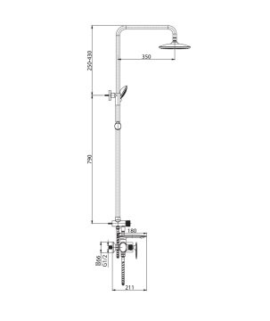 Orka Nest Tepe Duş Seti NS 2250 WC Beyaz - Krom