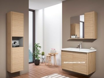 Orka Düden 80 Banyo Dolabı ( Kapaklı ) + Boy Dolabı 40 Odeon Beyaz Meşe ( Boy Dolabı Dahildir )