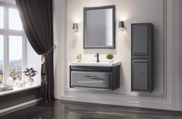 Orka Design 105 Banyo Dolabı + Boy Dolabı 40 Antrasit ( Boy Dolabı Dahildir )